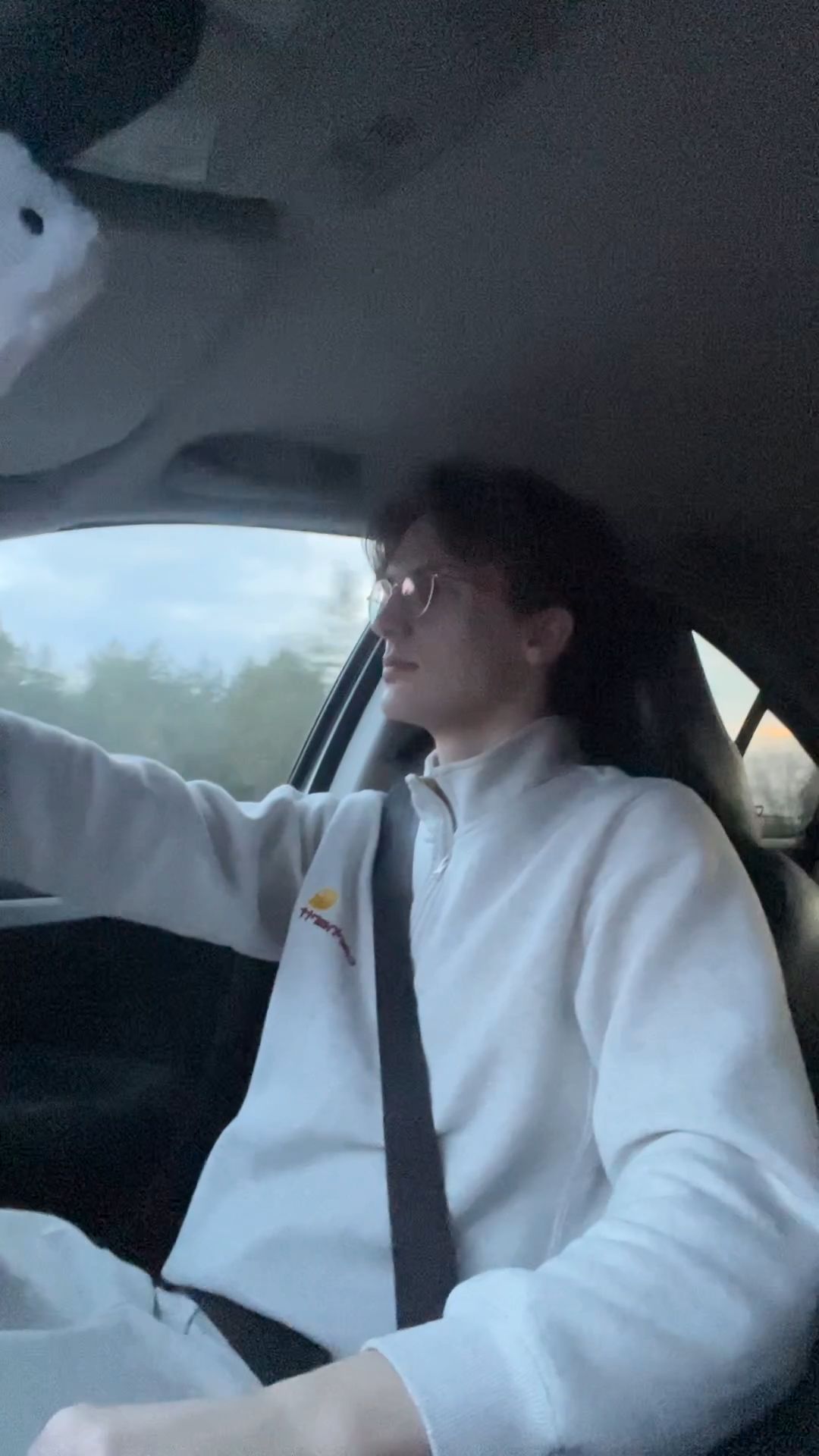 Man driving car on road