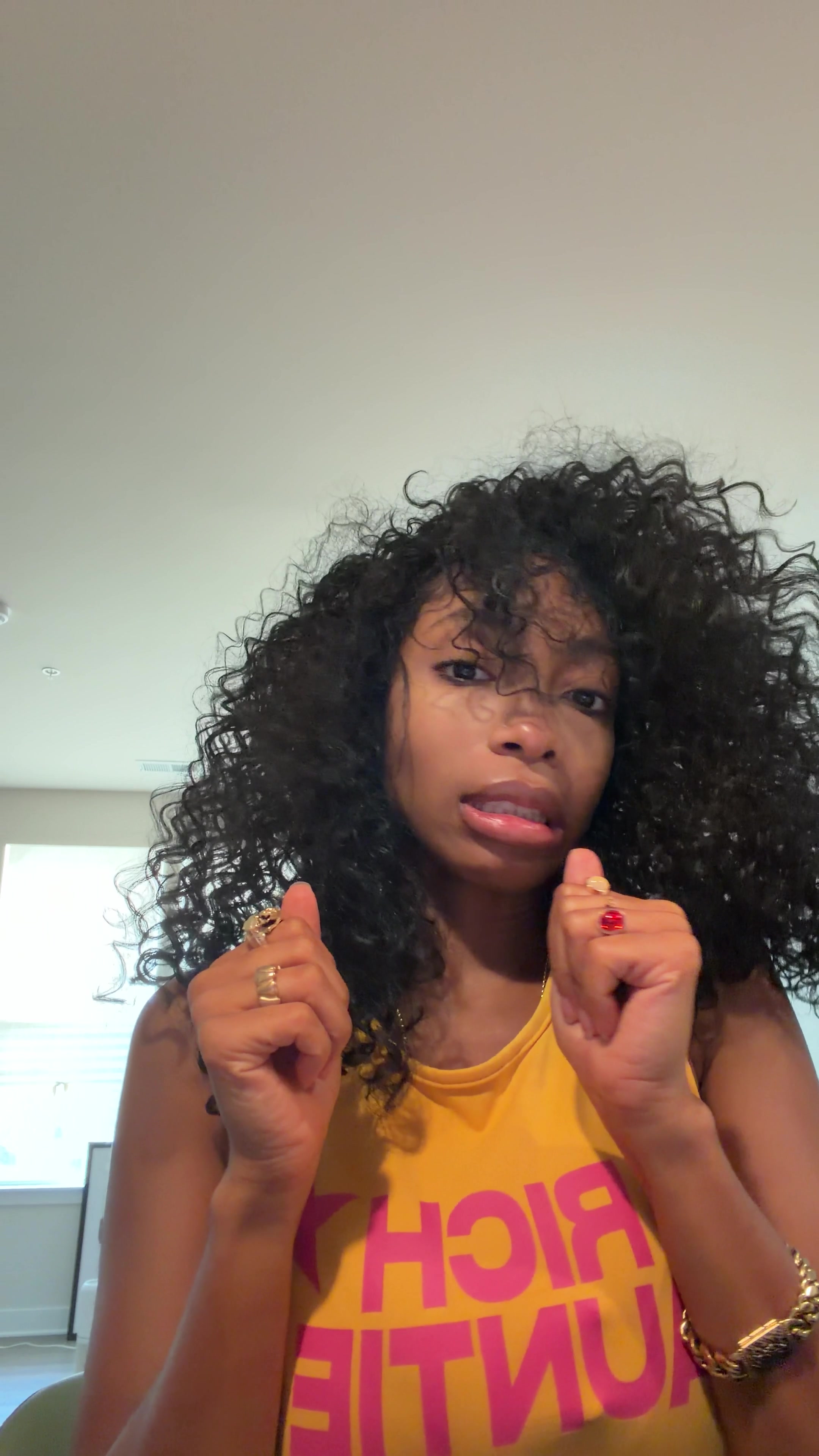 Embarrassed Woman Covers Face Playfully