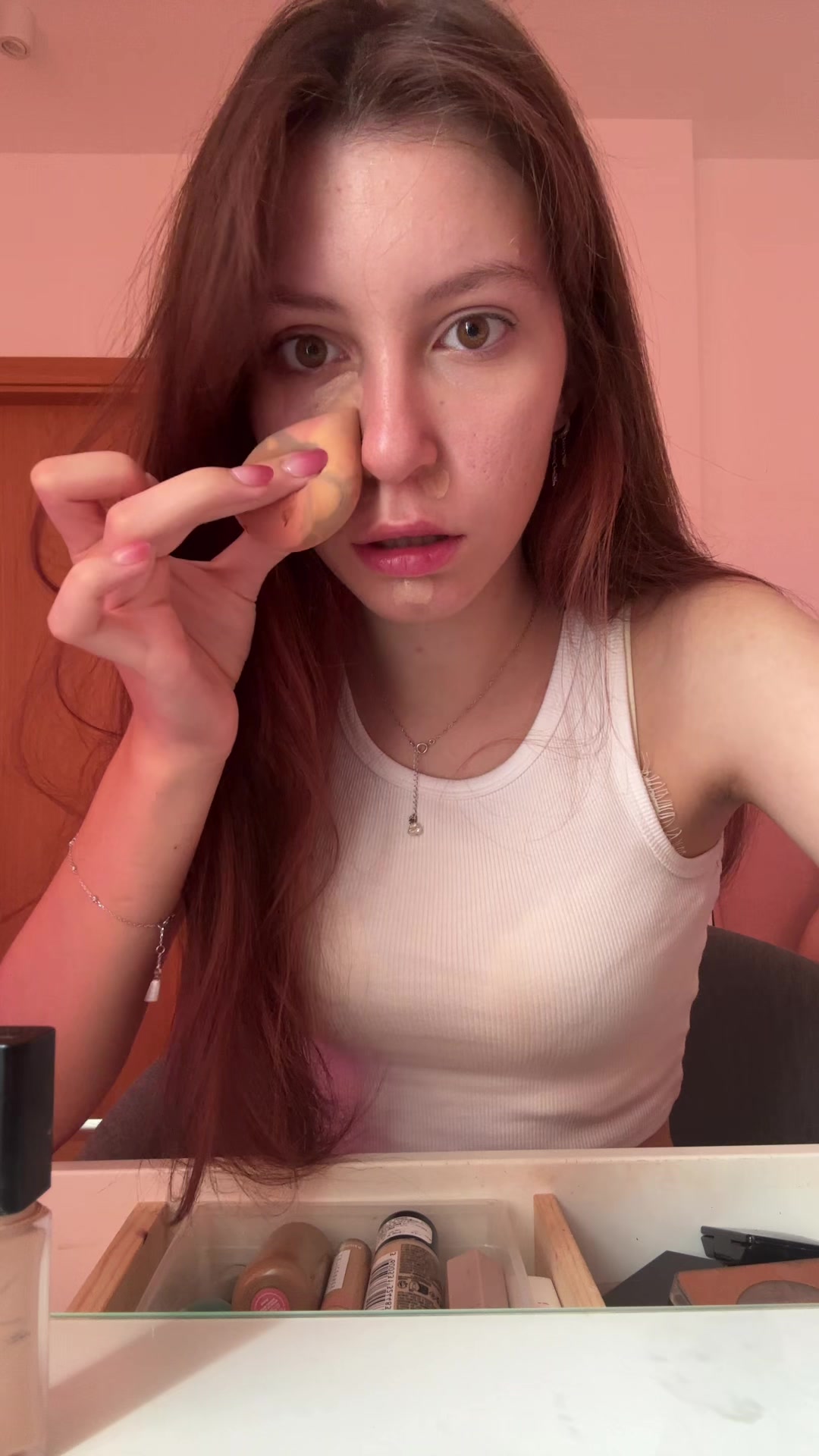 Surprised Reaction During Makeup Application