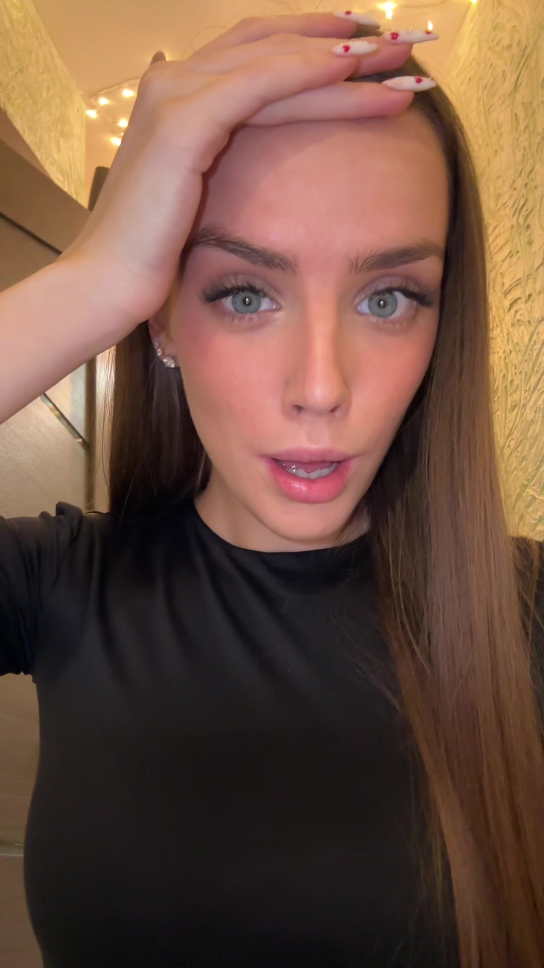 Woman's Playful and Coy Reaction