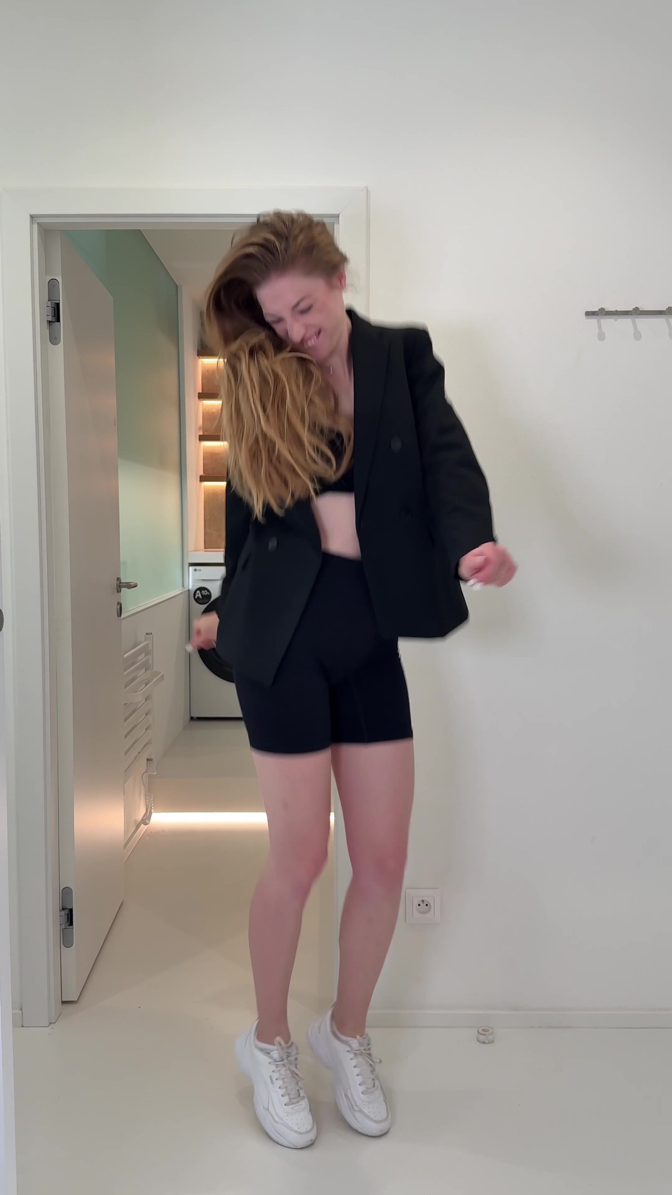 Energetic Woman Dancing and Posing Happily